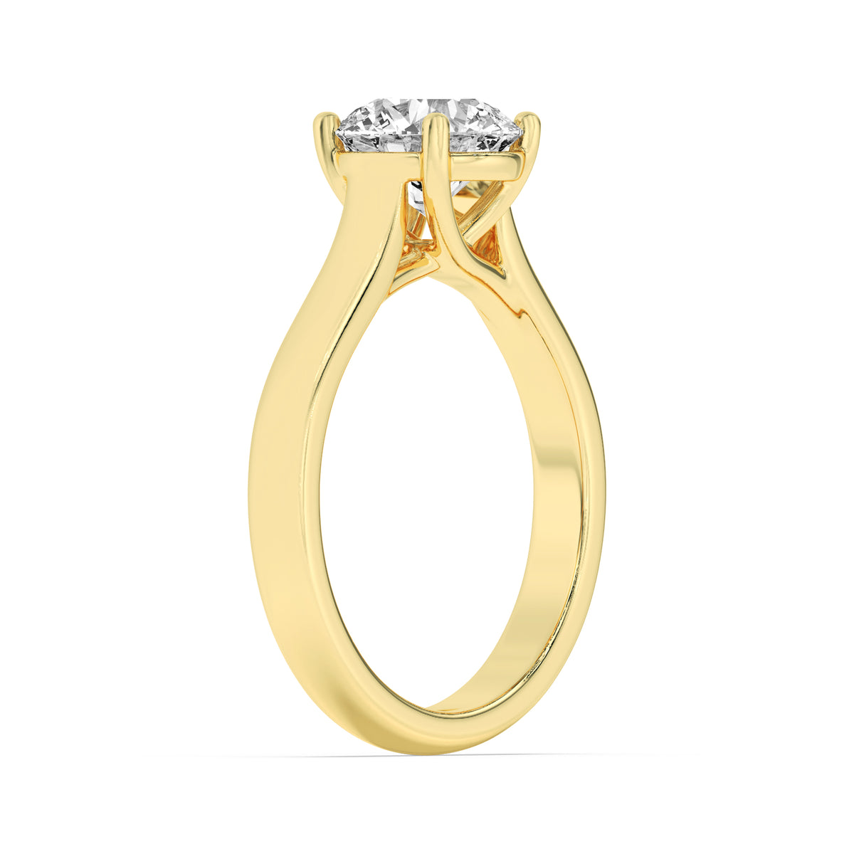 2Cttw Round Shaped Lab Grown Diamond (G/VS) PlainCathedral Trellis Shank Solitaire Engagement Ringin 14K Gold