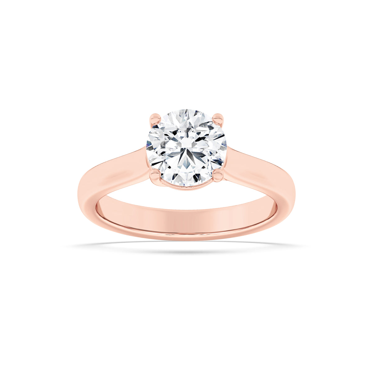 2Cttw Round Shaped Lab Grown Diamond (F/VS) PlainCathedral Trellis Shank Solitaire Engagement Ringin 14K Gold
