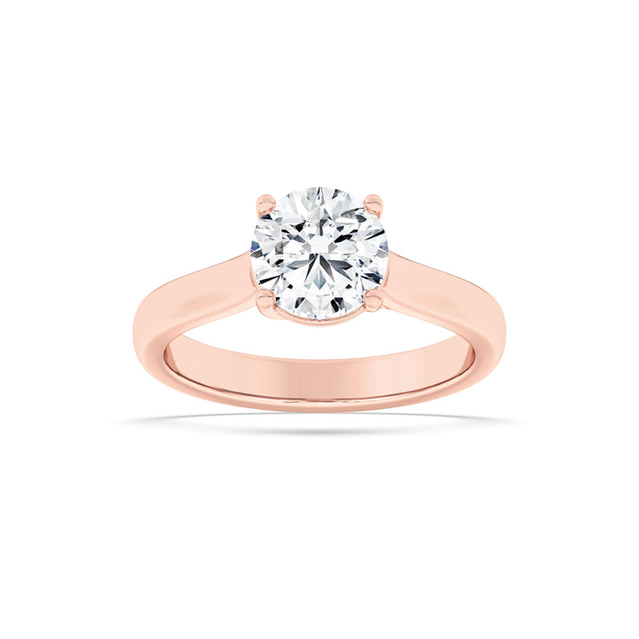 2Cttw Round Shaped Lab Grown Diamond (F/VS) PlainCathedral Trellis Shank Solitaire Engagement Ringin 14K Gold