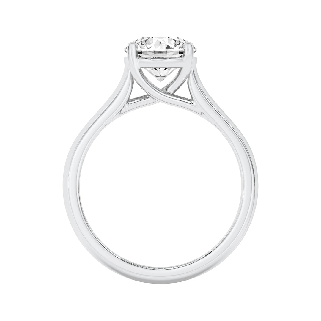 2.5Cttw Round Shaped Lab Grown Diamond (F/VS) Plain Cathedral Trellis Shank Solitaire Engagement Ring in 14K Gold