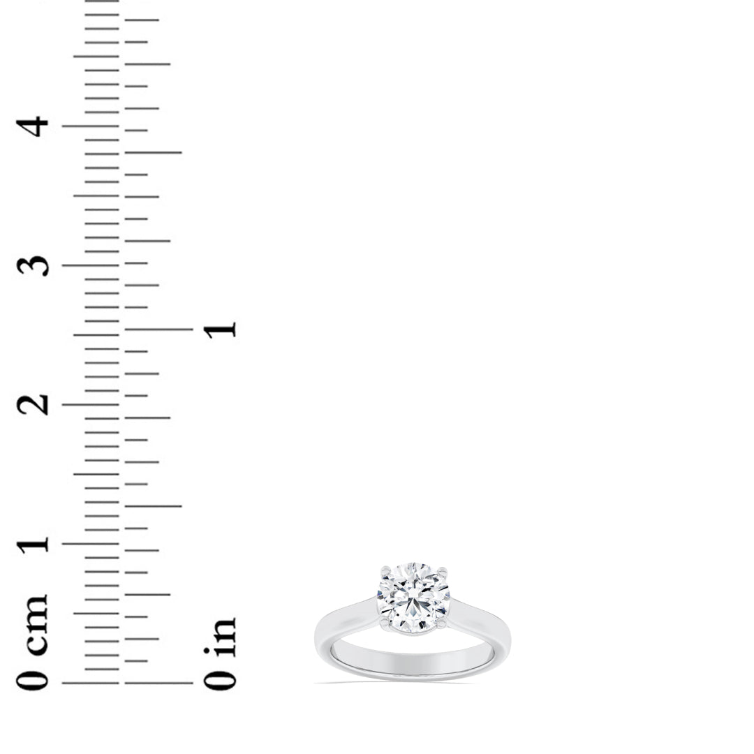 3Cttw Round Shaped Lab Grown Diamond (G/VS) PlainCathedral Trellis Shank Solitaire Engagement Ringin 14K Gold