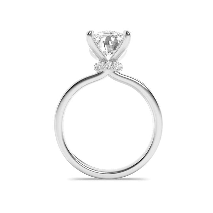 1.5Cttw Elongated Cushion Shaped Lab Grown Diamond (F/VS) Hidden Halo Plain Shank Engagement Ring in 14K Gold