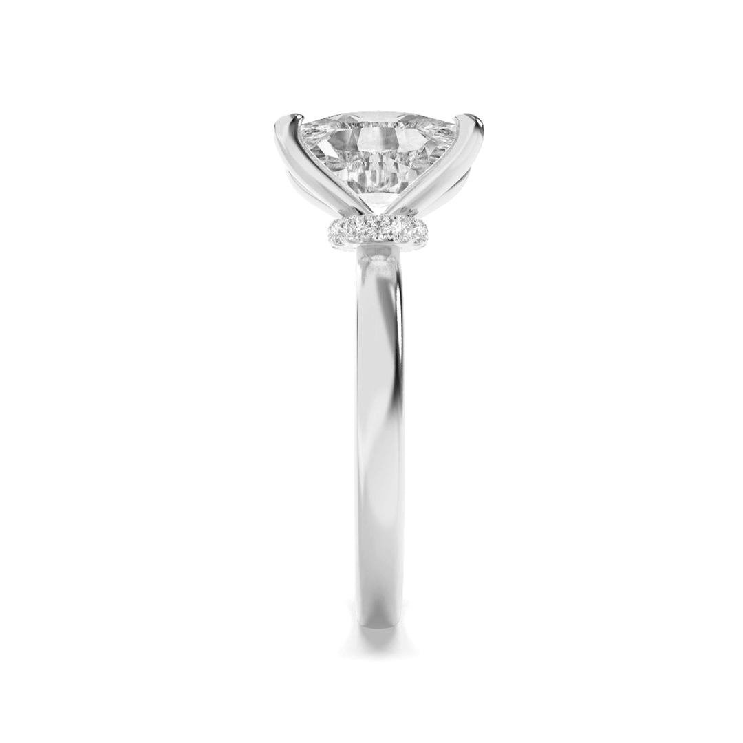 1.5Cttw Elongated Cushion Shaped Lab Grown Diamond (F/VS) Hidden Halo Plain Shank Engagement Ring in 14K Gold