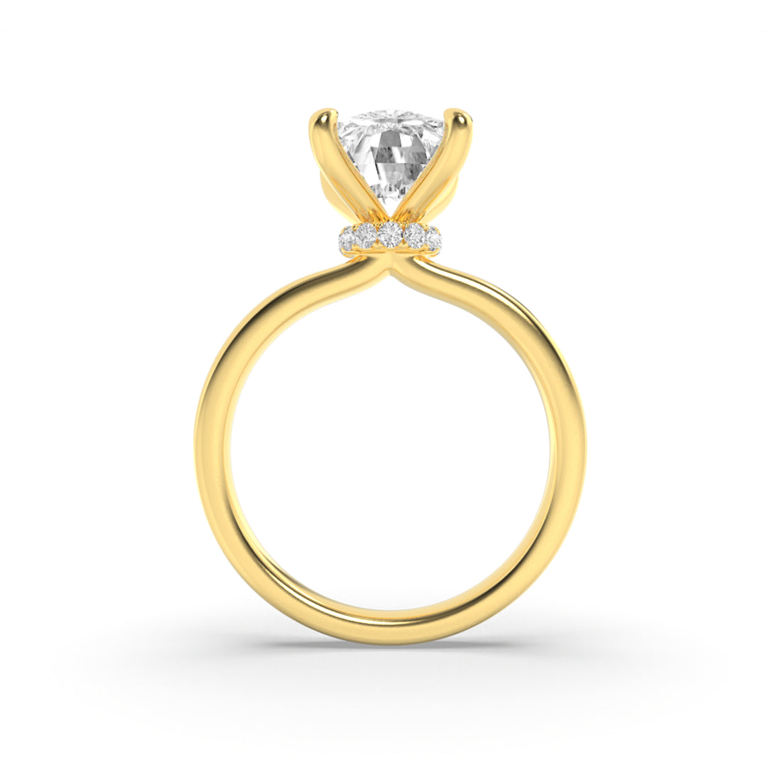 1.5Cttw Elongated Cushion Shaped Lab Grown Diamond (F/VS) Hidden Halo Plain Shank Engagement Ring in 14K Gold