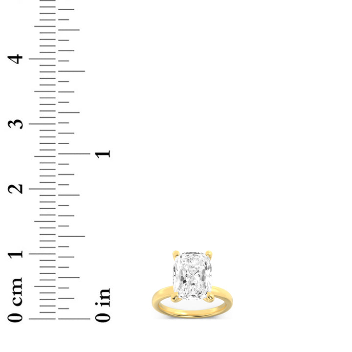 2Cttw Elongated Cushion Shaped Lab Grown Diamond (F/VS) Hidden Halo Plain Shank Engagement Ring in 14K Gold