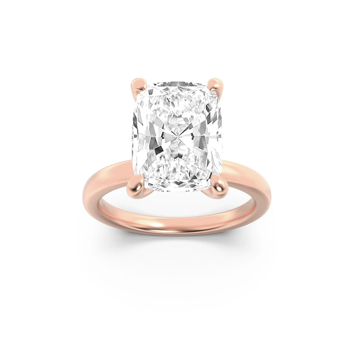3.25Cttw Elongated Cushion Shaped Lab Grown Diamond (G/VS) Hidden Halo Plain Shank Engagement Ring in 14K Gold