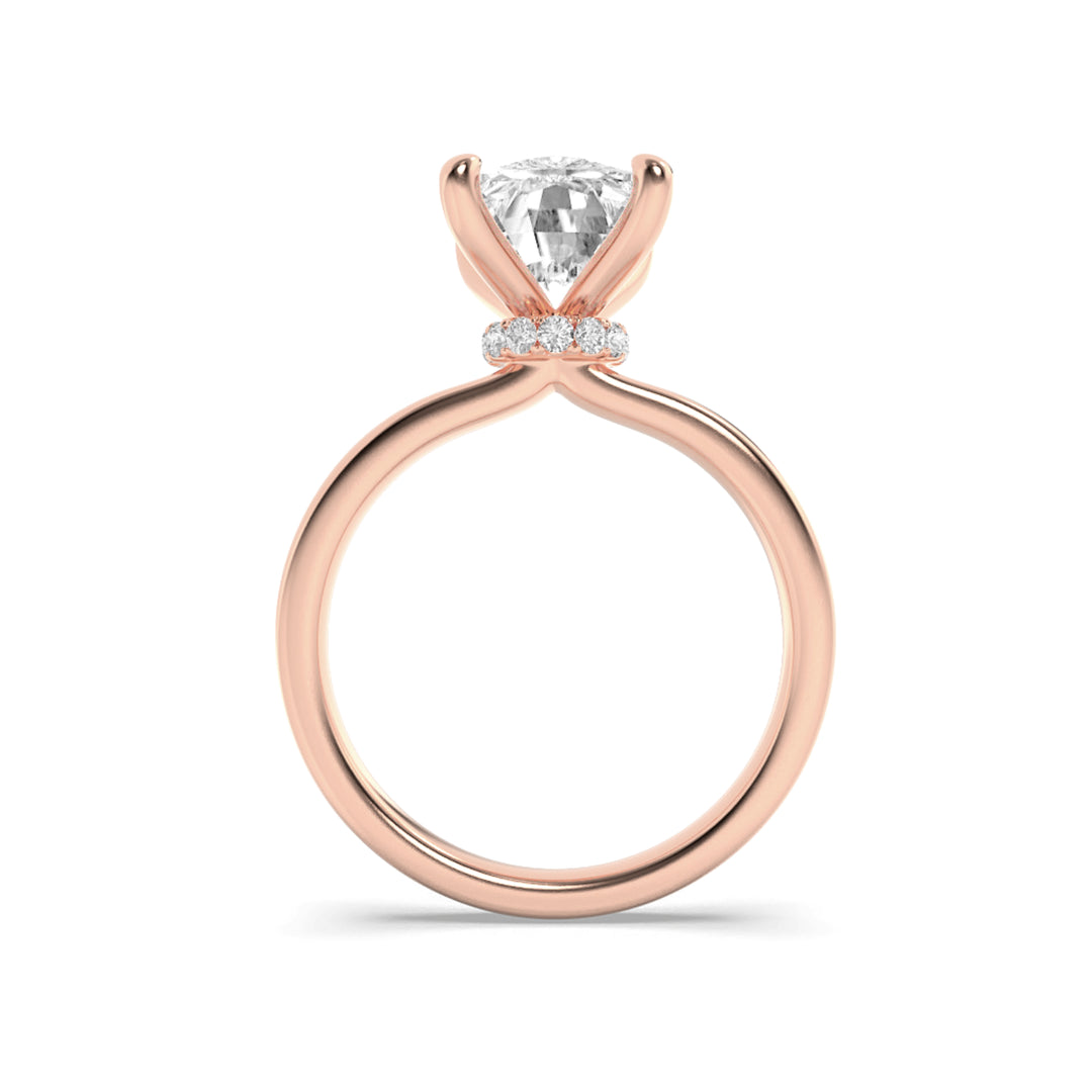 3.25Cttw Elongated Cushion Shaped Lab Grown Diamond (G/VS) Hidden Halo Plain Shank Engagement Ring in 14K Gold