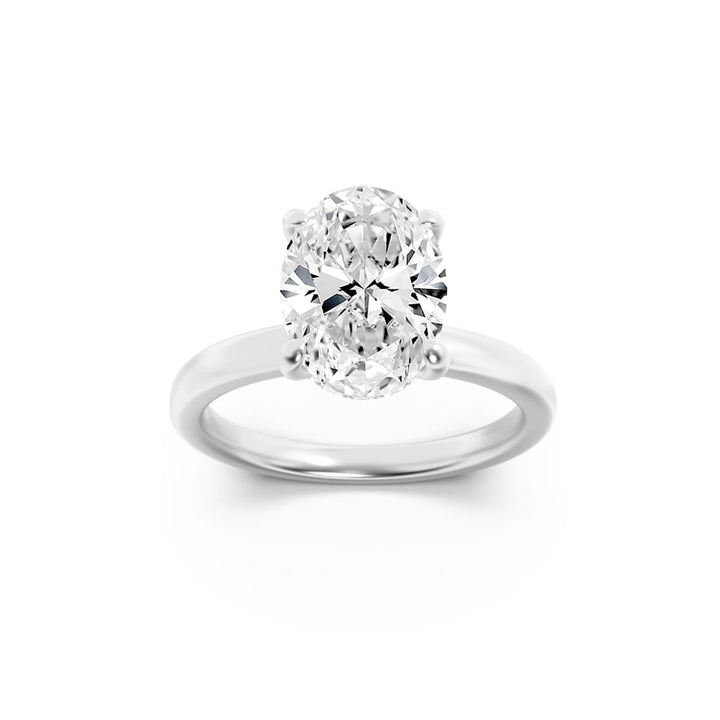 2Cttw Oval Shaped Lab Grown Diamond (F/VS) HiddenHalo Plain Shank Engagement Ring in 14K Gold