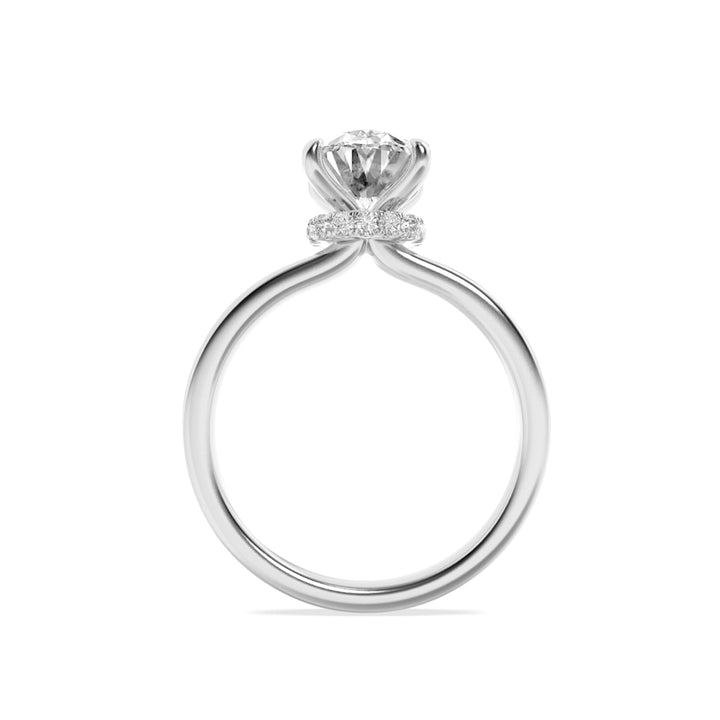 2Cttw Oval Shaped Lab Grown Diamond (F/VS) HiddenHalo Plain Shank Engagement Ring in 14K Gold