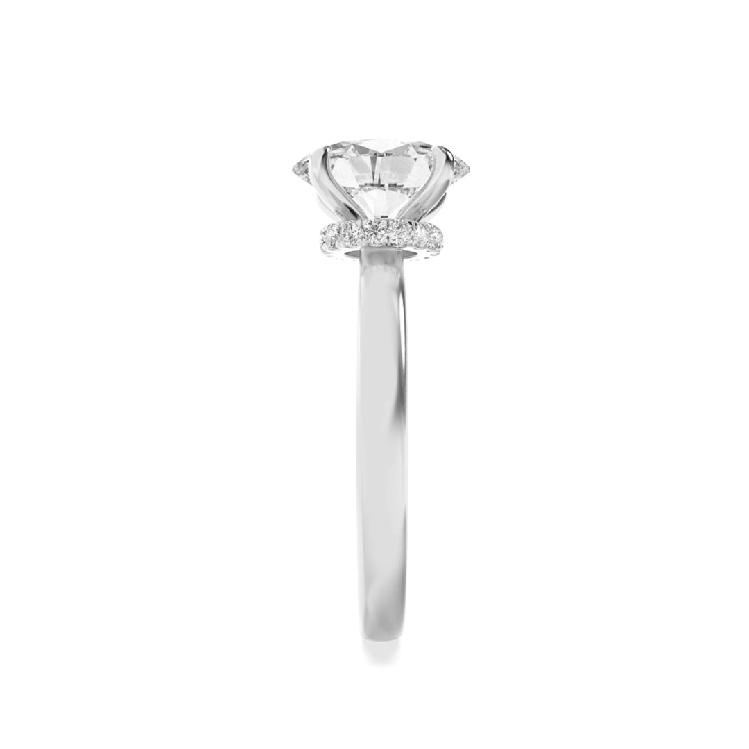 2Cttw Oval Shaped Lab Grown Diamond (F/VS) HiddenHalo Plain Shank Engagement Ring in 14K Gold