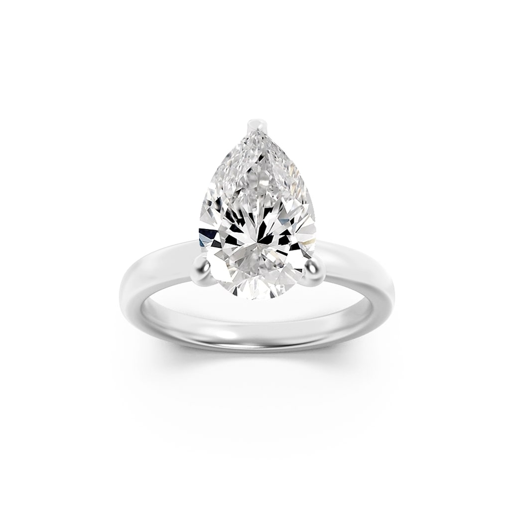 2Cttw Pear Shaped Lab Grown Diamond (F/VS) HiddenHalo Plain Shank Engagement Ring in 14K Gold