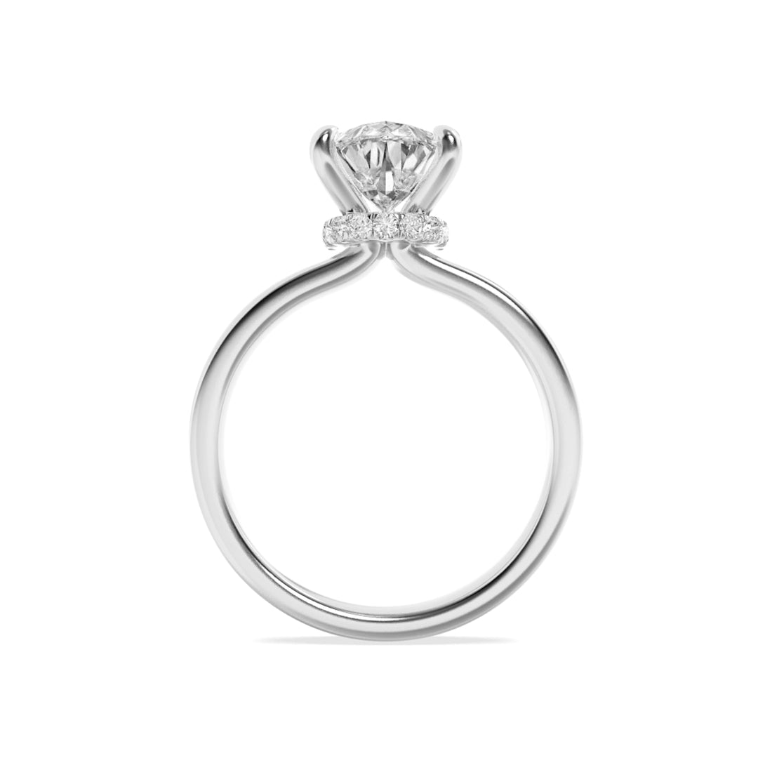 2Cttw Pear Shaped Lab Grown Diamond (F/VS) HiddenHalo Plain Shank Engagement Ring in 14K Gold