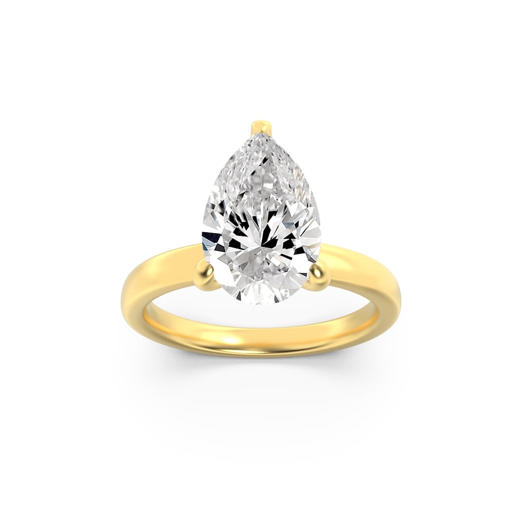 2Cttw Pear Shaped Lab Grown Diamond (F/VS) HiddenHalo Plain Shank Engagement Ring in 14K Gold