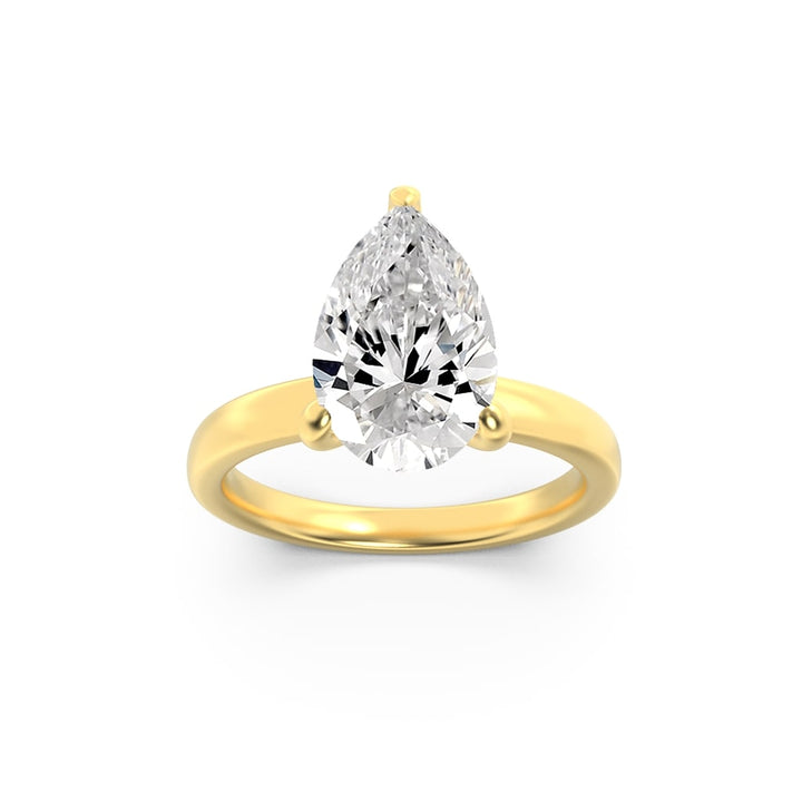 2Cttw Pear Shaped Lab Grown Diamond (F/VS) HiddenHalo Plain Shank Engagement Ring in 14K Gold