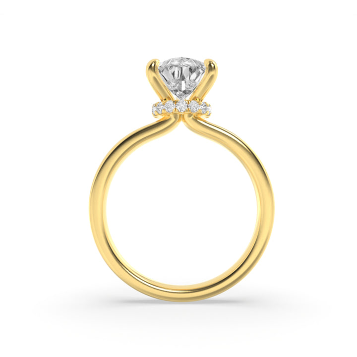 2Cttw Pear Shaped Lab Grown Diamond (F/VS) HiddenHalo Plain Shank Engagement Ring in 14K Gold