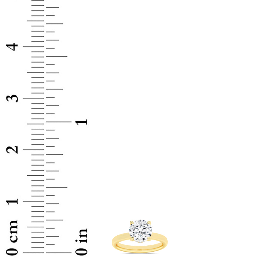 1Cttw Round Shaped Lab Grown Diamond (F/VS) Hidden Halo Plain Shank Engagement Ring in 14K Gold