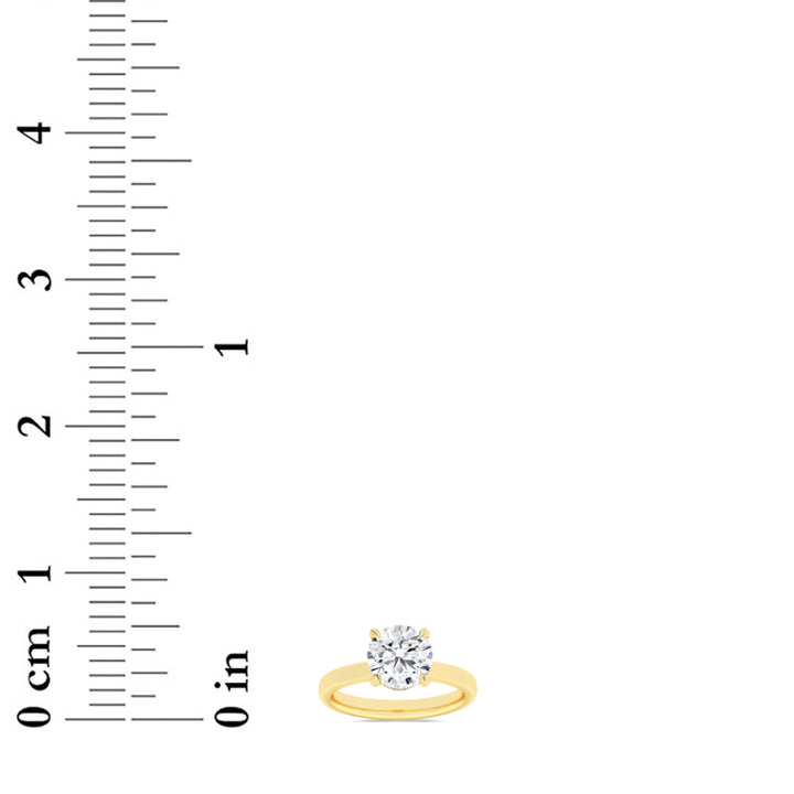 1Cttw Round Shaped Lab Grown Diamond (F/VS) Hidden Halo Plain Shank Engagement Ring in 14K Gold