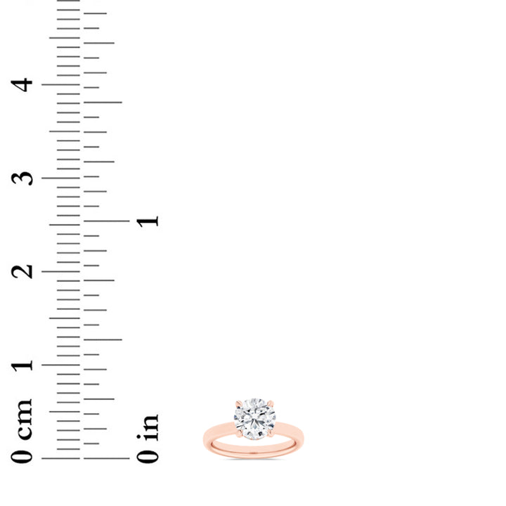 1CTW Round Shaped Lab Grown Diamond (F/VS) Hidden Halo Plain Shank Engagement Ring in 14K Gold