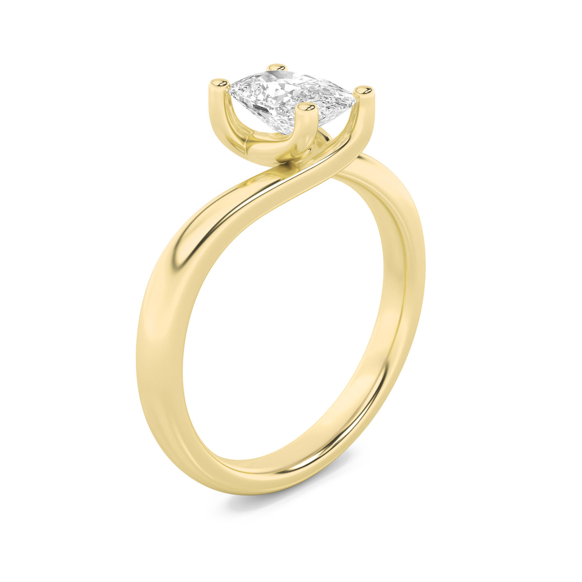 1Cttw Elongated Cushion Shaped Lab Grown Diamond (F/VS) Bypass Shank Engagement Ring in 14K Gold