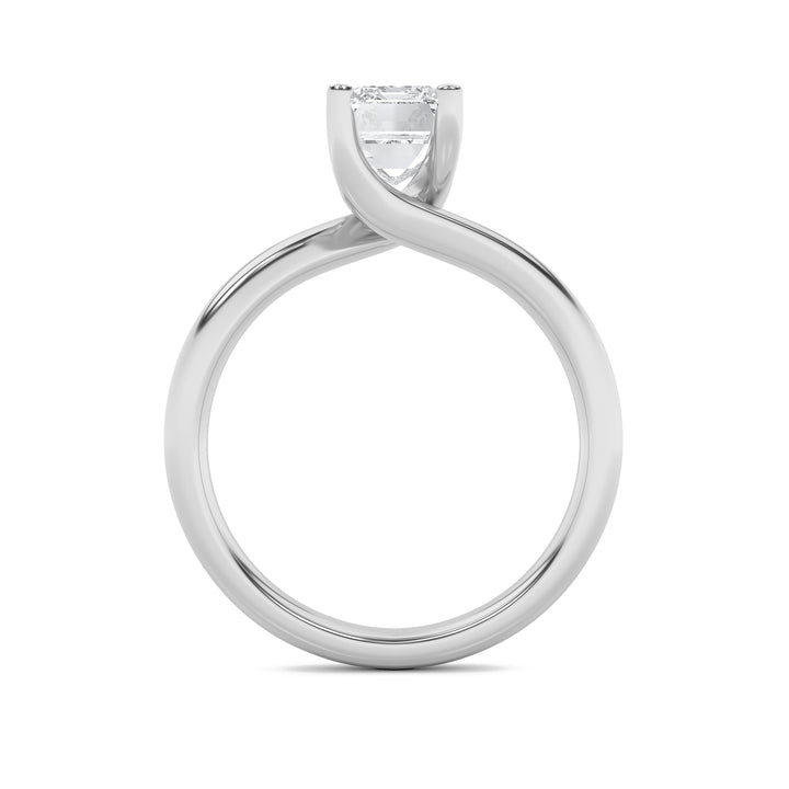 1Cttw Emerald Shaped Lab Grown Diamond (F/VS) Bypass Shank Engagement Ring in 14K Gold