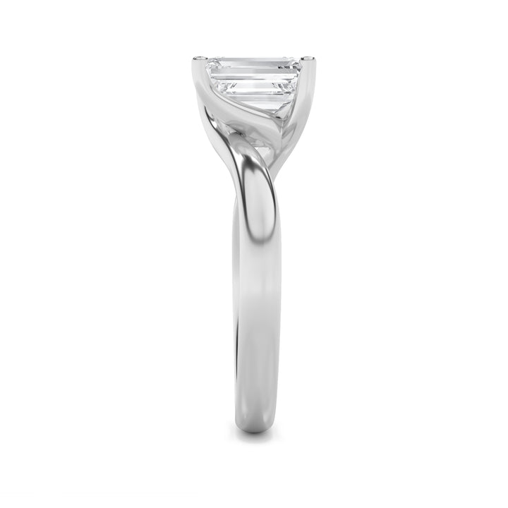 1Cttw Emerald Shaped Lab Grown Diamond (F/VS) Bypass Shank Engagement Ring in 14K Gold