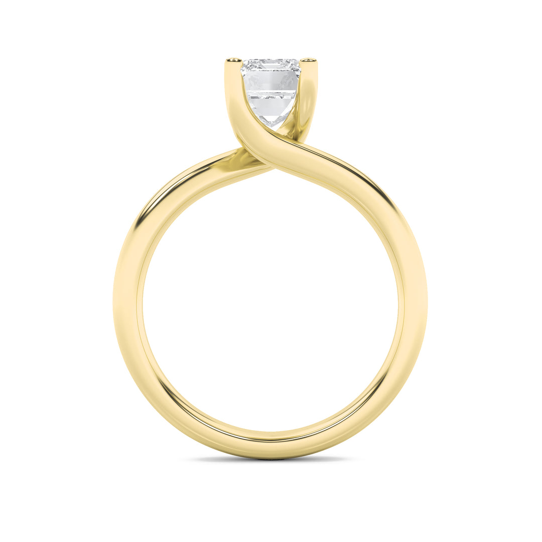 1Cttw Emerald Shaped Lab Grown Diamond (F/VS) Bypass Shank Engagement Ring in 14K Gold
