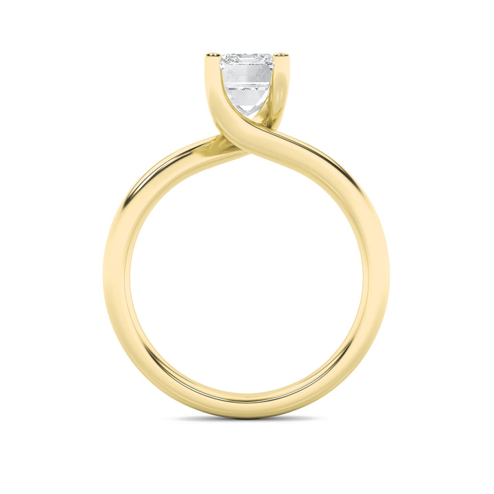 1Cttw Emerald Shaped Lab Grown Diamond (F/VS) Bypass Shank Engagement Ring in 14K Gold