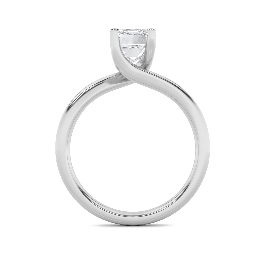 2Cttw Emerald Shaped Lab Grown Diamond (F/VS) Bypass Shank Engagement Ring in 14K Gold