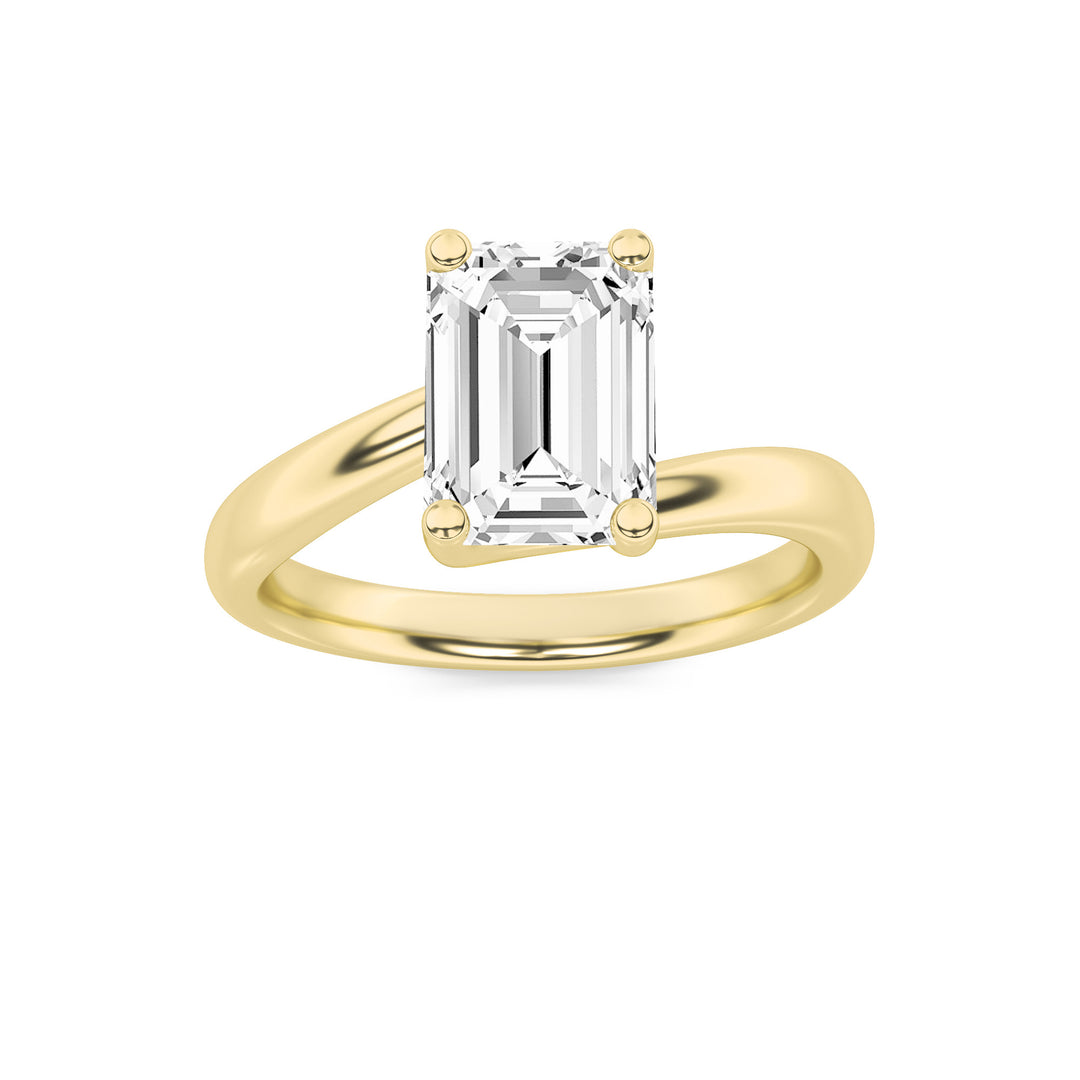 2Cttw Emerald Shaped Lab Grown Diamond (F/VS) Bypass Shank Engagement Ring in 14K Gold