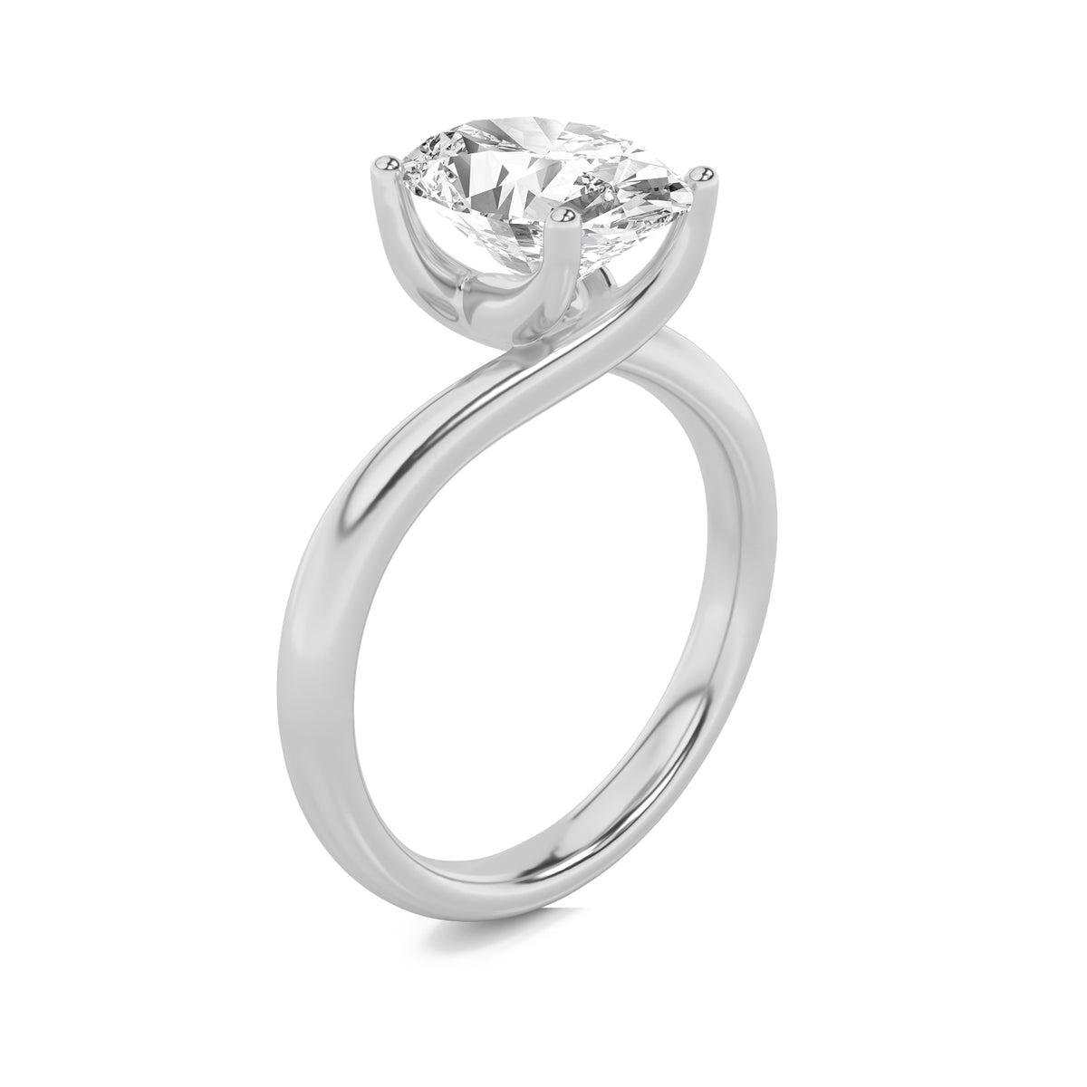 1Cttw Oval Shaped Lab Grown Diamond (F/VS) BypassShank Engagement Ring in 14K Gold