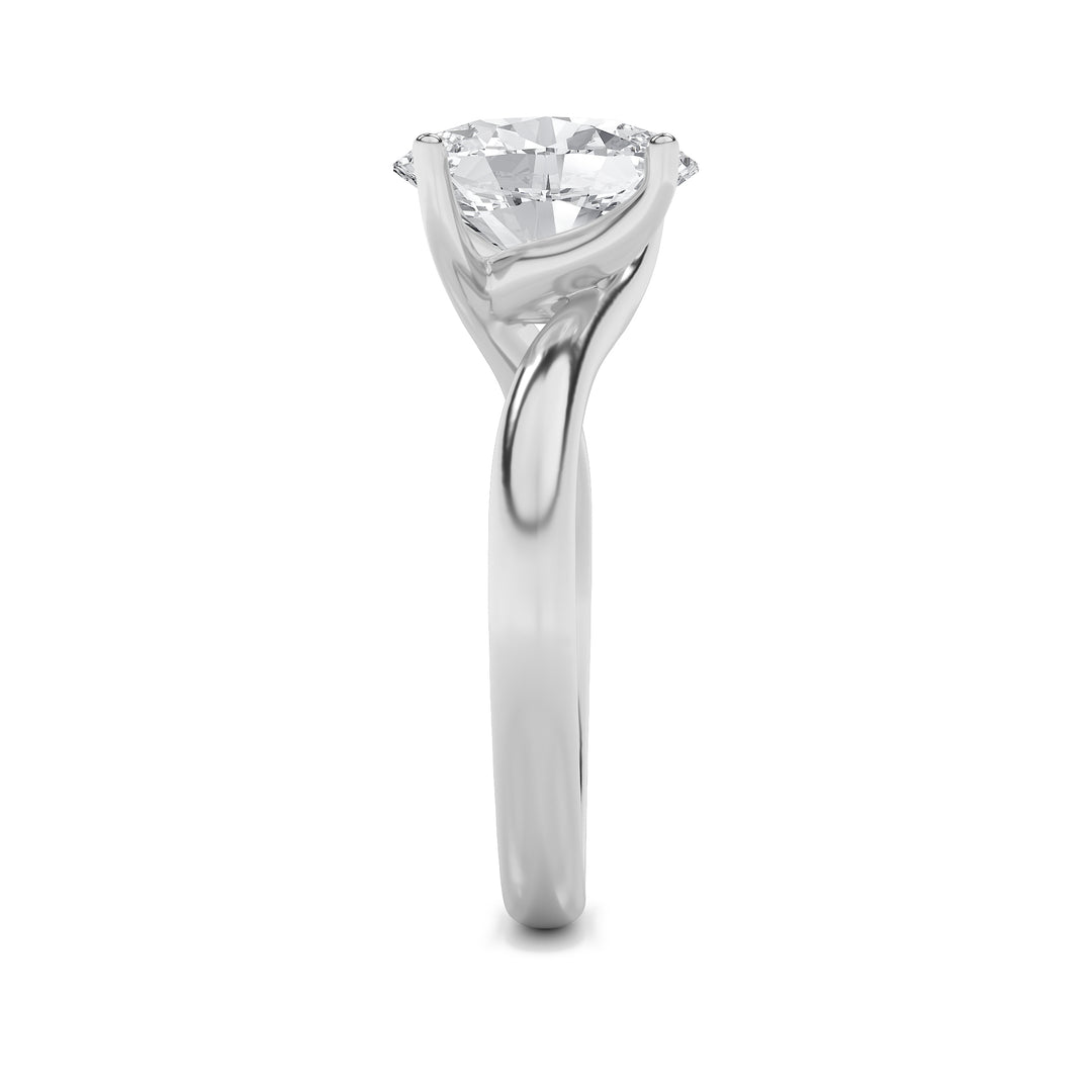 1Cttw Oval Shaped Lab Grown Diamond (F/VS) BypassShank Engagement Ring in 14K Gold