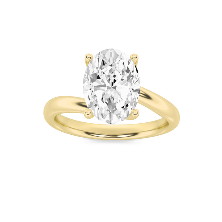 1Cttw Oval Shaped Lab Grown Diamond (F/VS) BypassShank Engagement Ring in 14K Gold