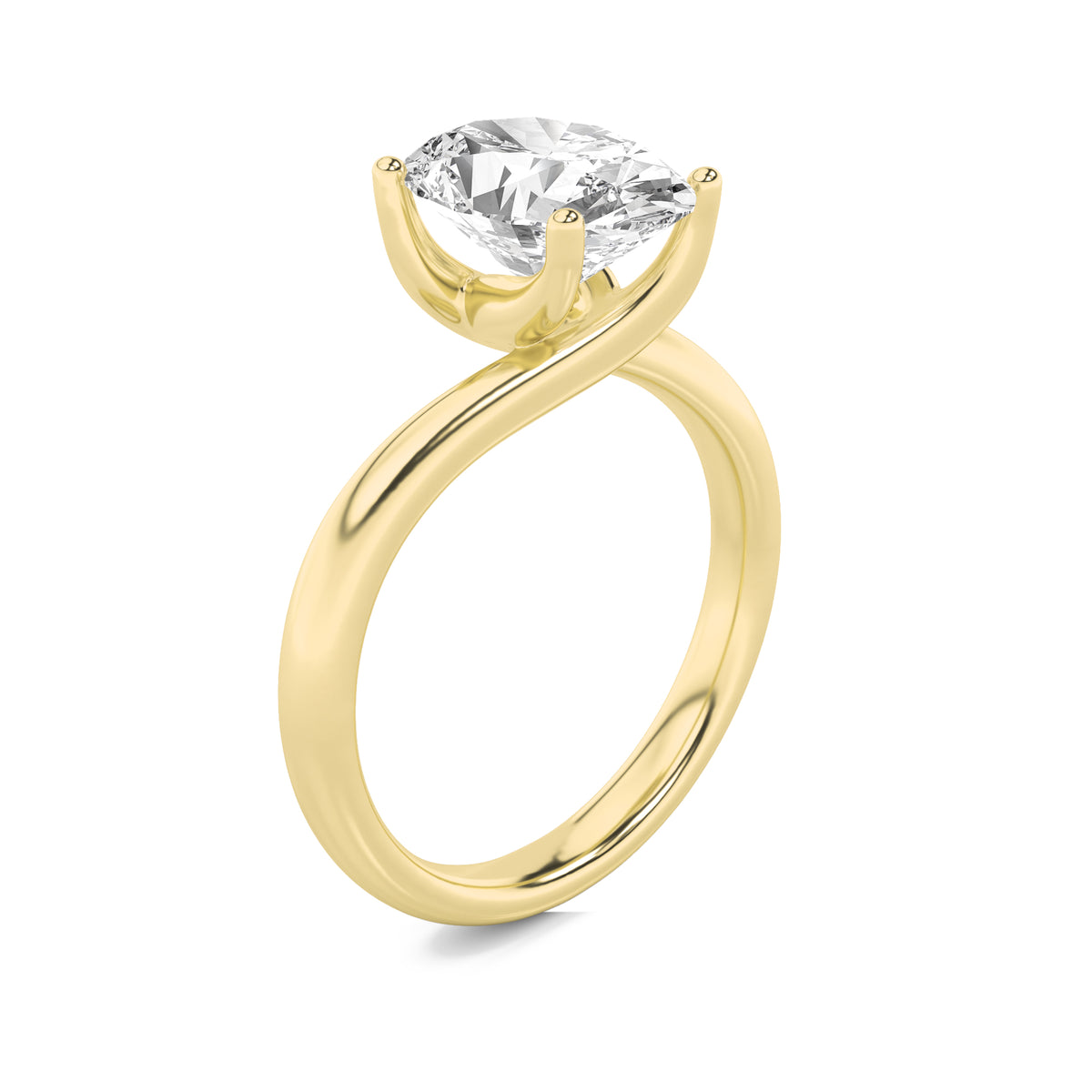 3Cttw Oval Shaped Lab Grown Diamond (F/VS) BypassShank Engagement Ring in 14K Gold