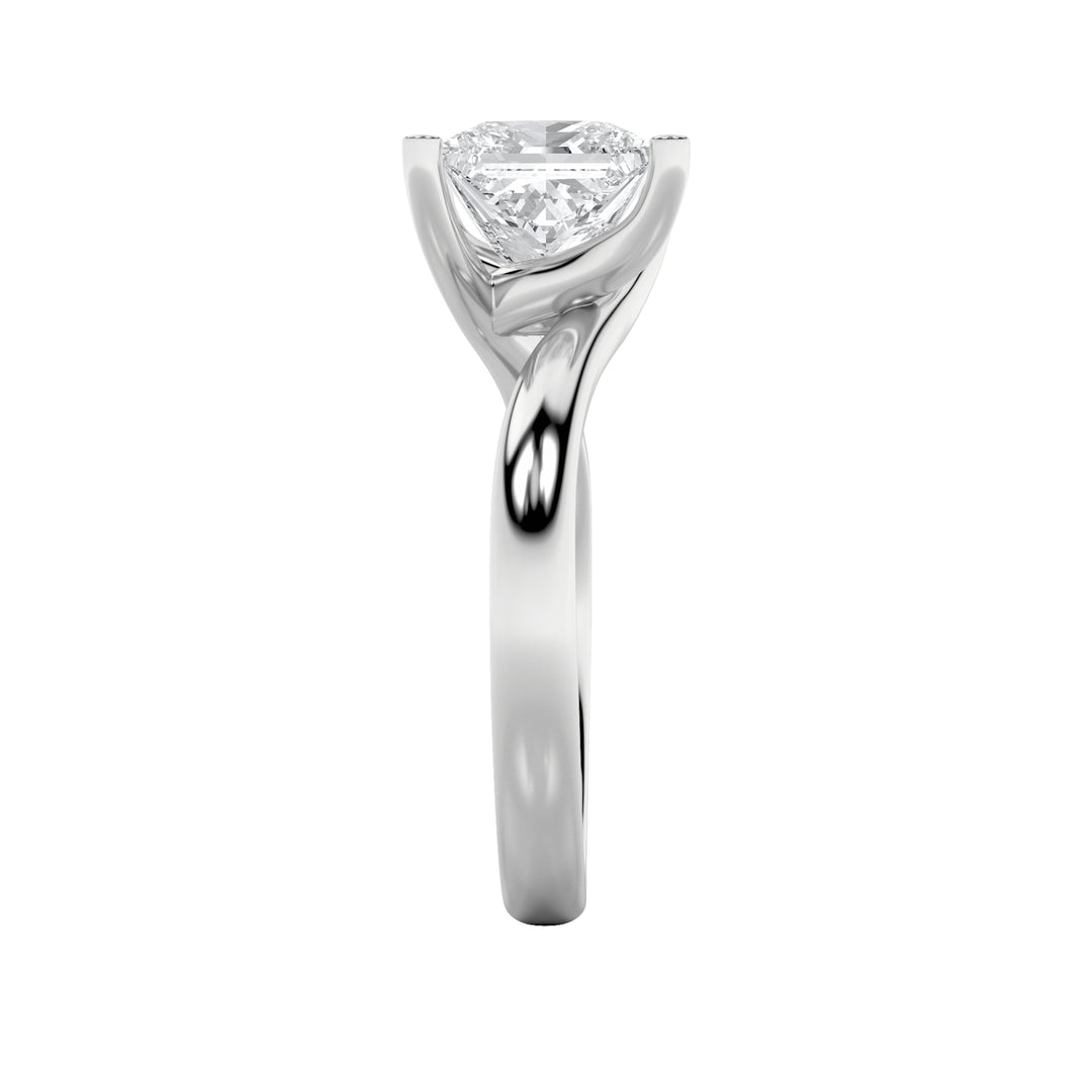 1Cttw Princess Shaped Lab Grown Diamond (F/VS) Bypass Shank Engagement Ring in 14K Gold