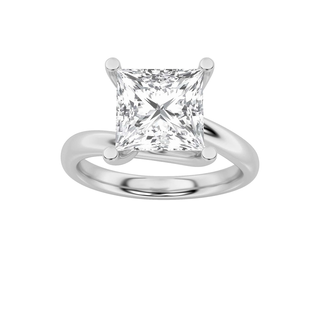 3Cttw Princess Shaped Lab Grown Diamond (F/VS) Bypass Shank Engagement Ring in 14K Gold