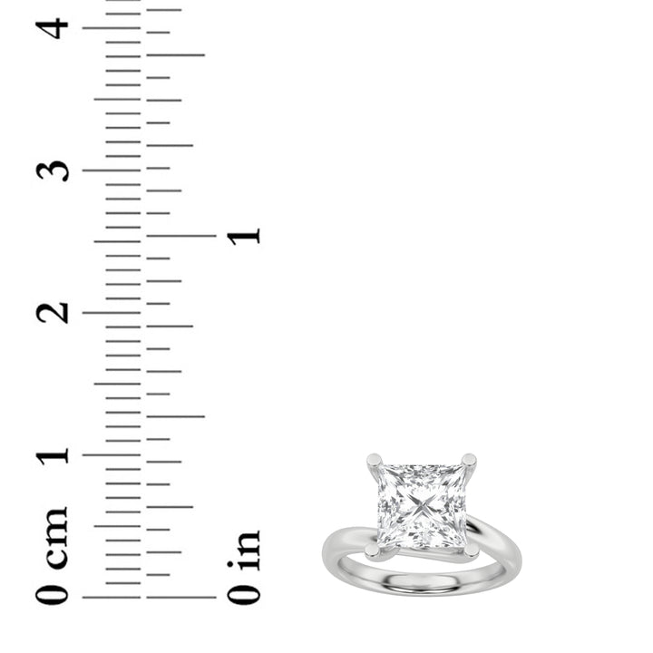 3Cttw Princess Shaped Lab Grown Diamond (F/VS) Bypass Shank Engagement Ring in 14K Gold