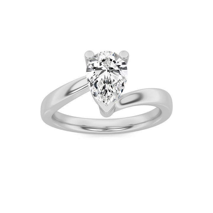 1Cttw Pear Shaped Lab Grown Diamond (F/VS) BypassShank Engagement Ring in 14K Gold