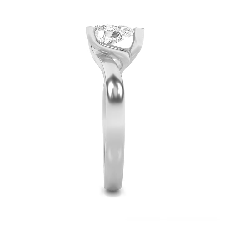 1Cttw Pear Shaped Lab Grown Diamond (F/VS) BypassShank Engagement Ring in 14K Gold