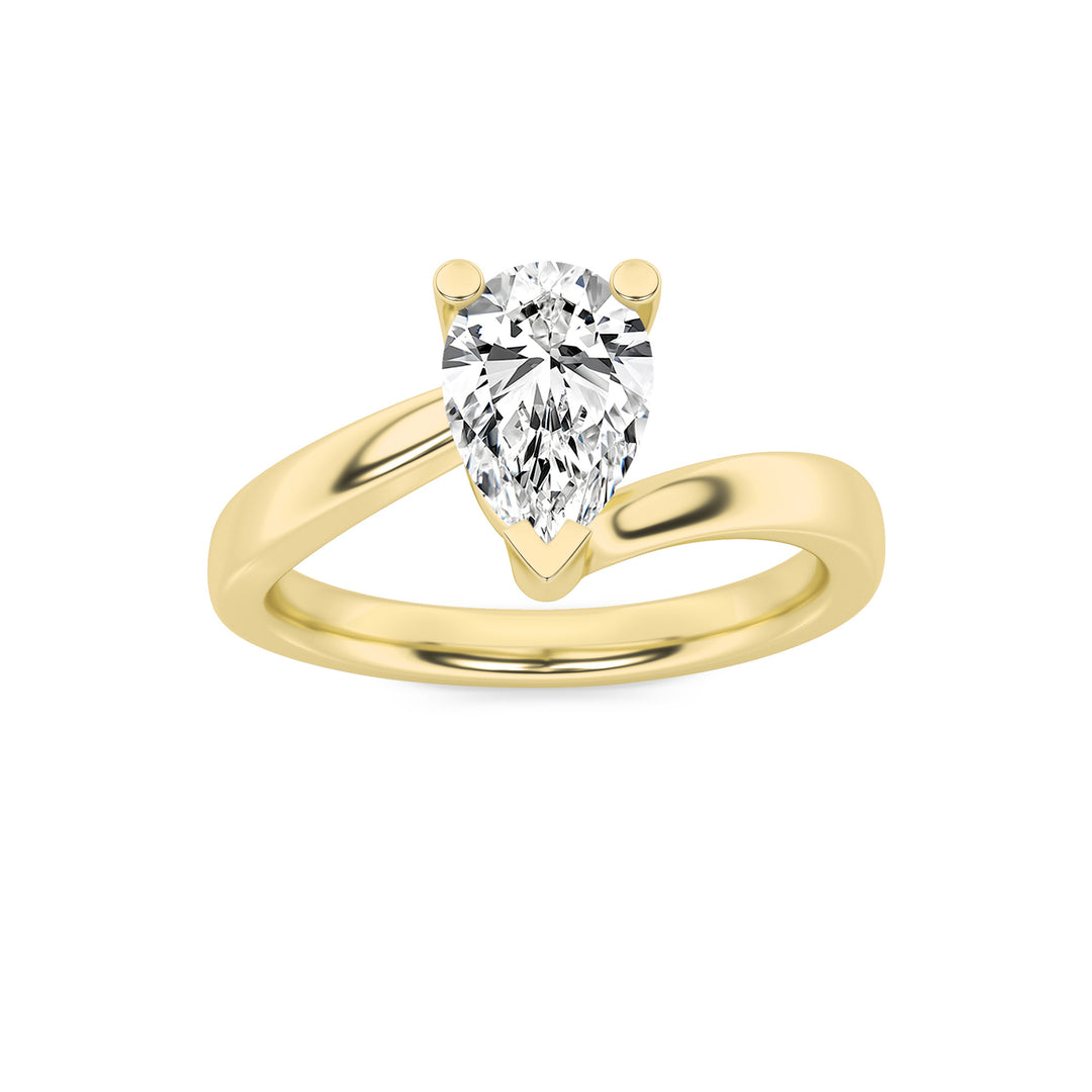 1Cttw Pear Shaped Lab Grown Diamond (F/VS) BypassShank Engagement Ring in 14K Gold