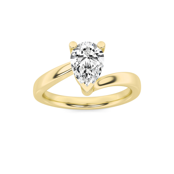 1Cttw Pear Shaped Lab Grown Diamond (F/VS) BypassShank Engagement Ring in 14K Gold