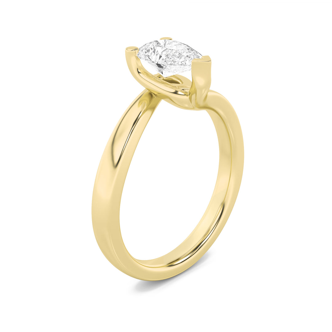 1Cttw Pear Shaped Lab Grown Diamond (F/VS) BypassShank Engagement Ring in 14K Gold