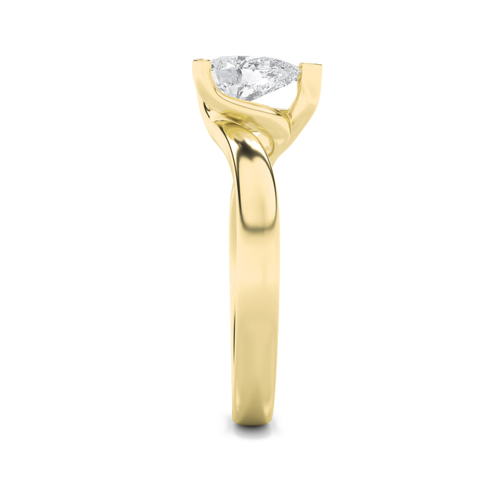 1Cttw Pear Shaped Lab Grown Diamond (F/VS) BypassShank Engagement Ring in 14K Gold