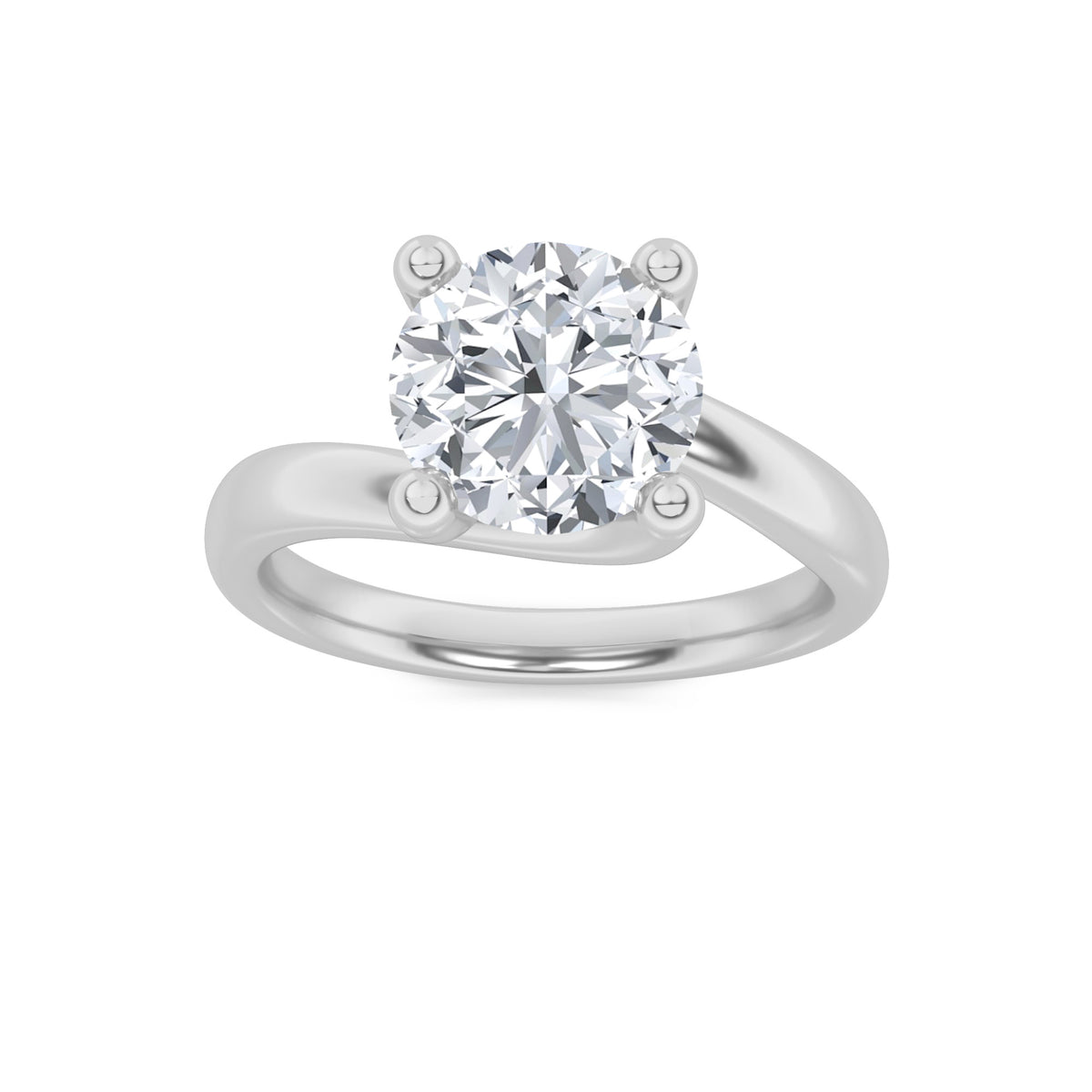 1Cttw Round Shaped Lab Grown Diamond (F/VVS) Bypass Shank Engagement Ring in 14K Gold