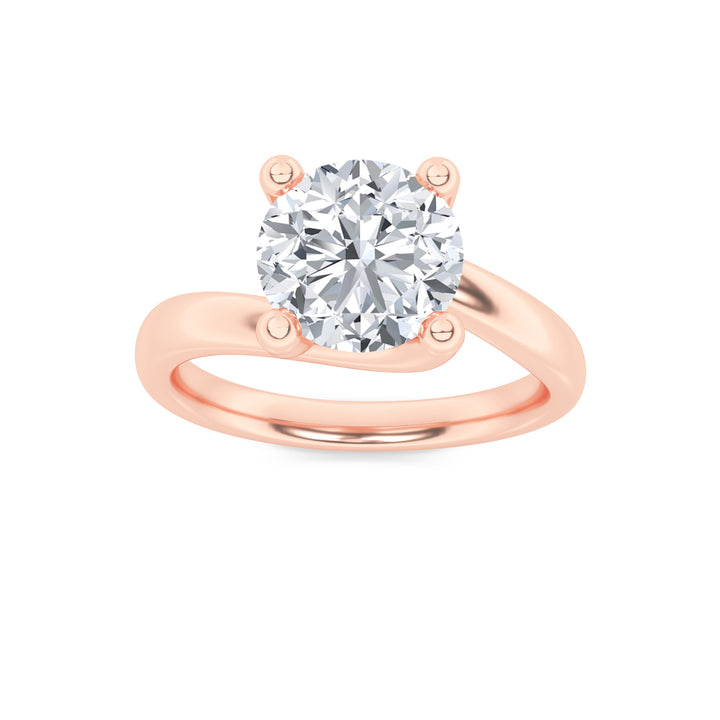 1Cttw Round Shaped Lab Grown Diamond (G/VS) Bypass Shank Engagement Ring in 14K Gold