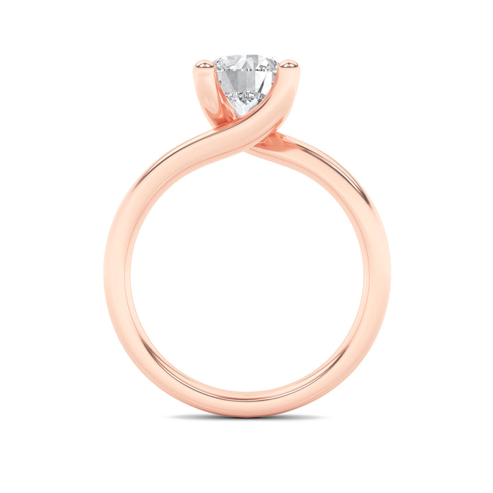 1Cttw Round Shaped Lab Grown Diamond (G/VS) Bypass Shank Engagement Ring in 14K Gold
