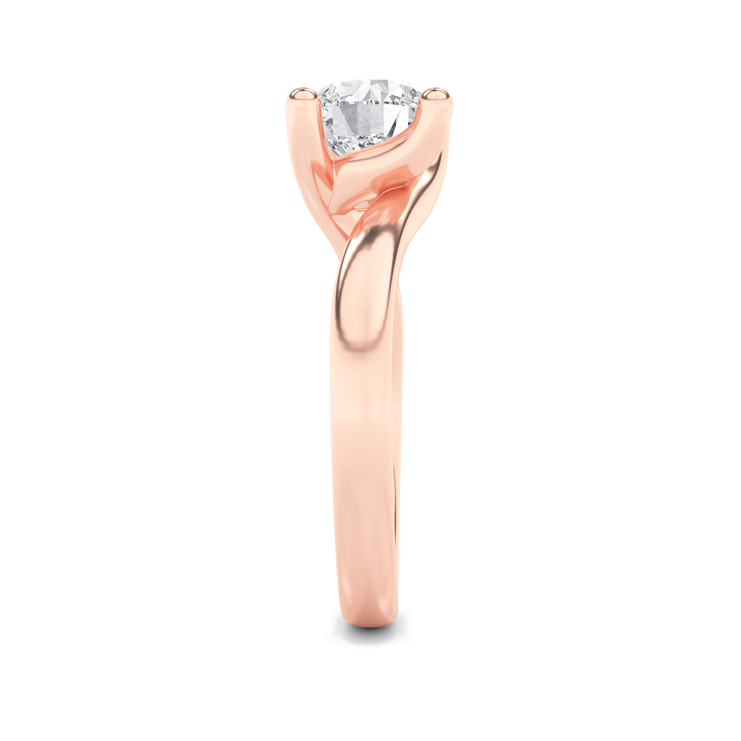 1Cttw Round Shaped Lab Grown Diamond (G/VS) Bypass Shank Engagement Ring in 14K Gold