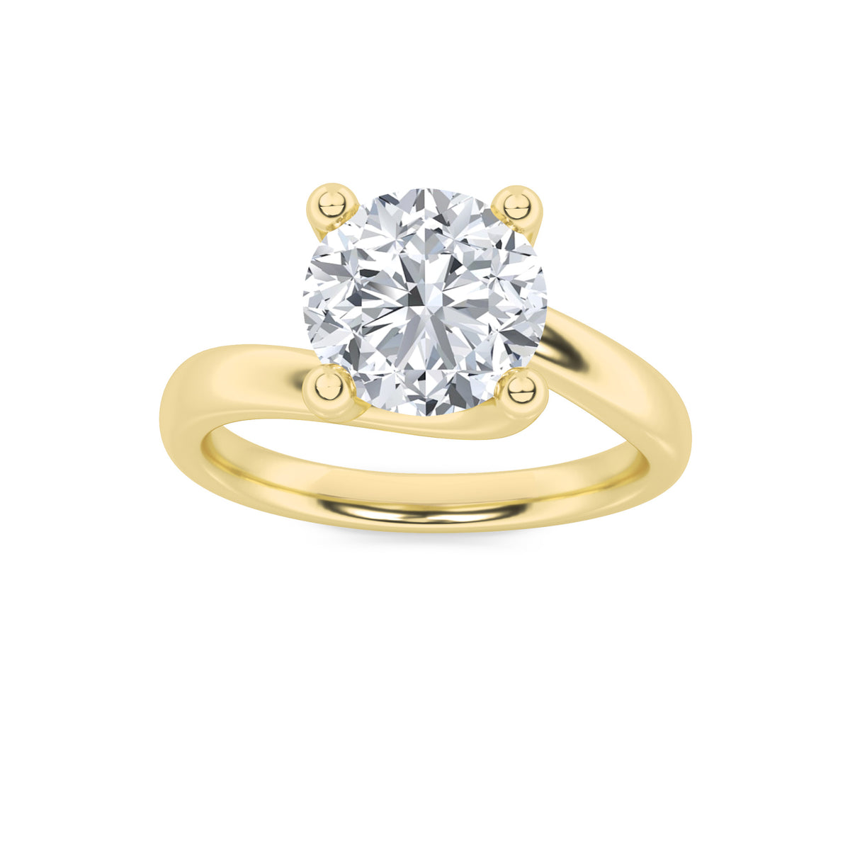 1.5Cttw Round Shaped Lab Grown Diamond (F/VS) Bypass Shank Engagement Ring in 14K Gold