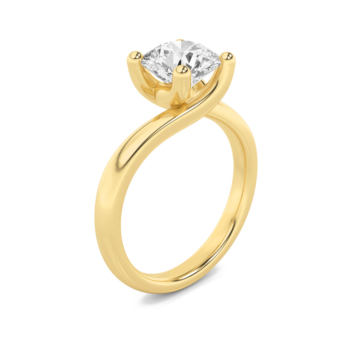 1.5Cttw Round Shaped Lab Grown Diamond (F/VS) Bypass Shank Engagement Ring in 14K Gold