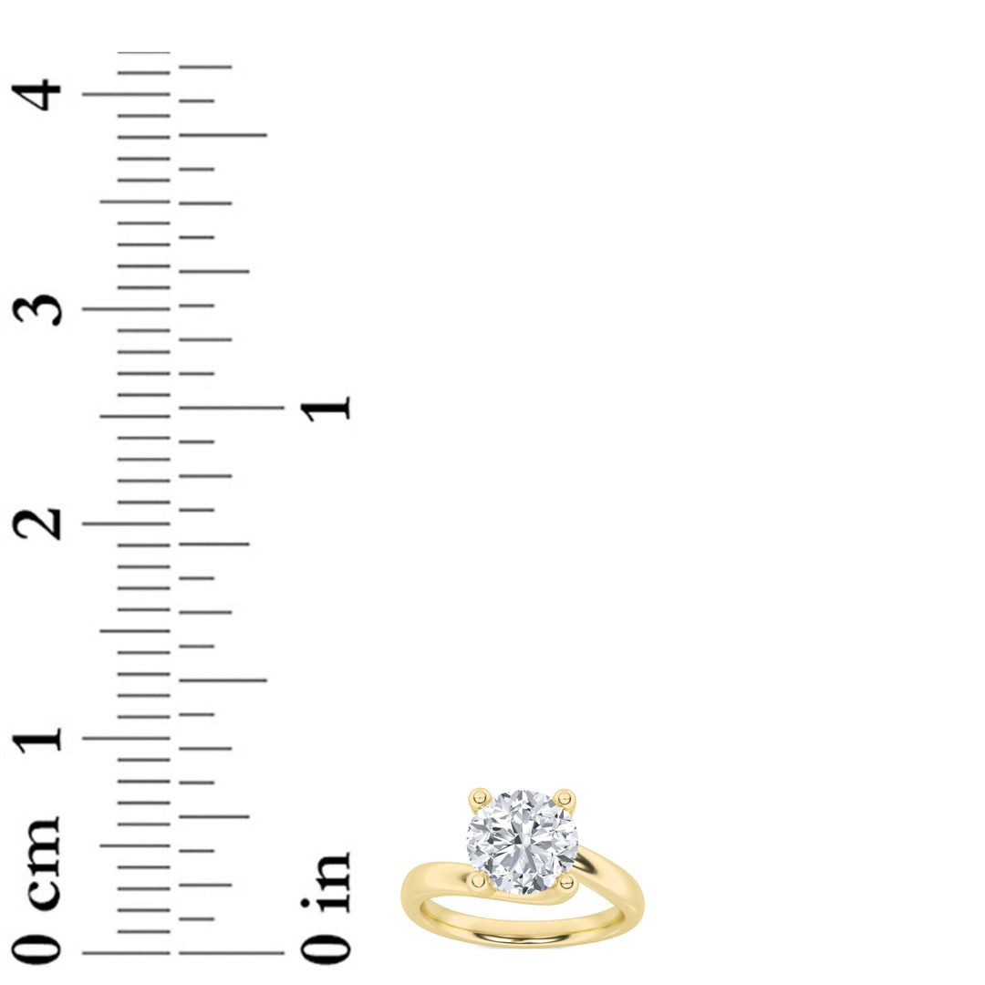 1.5Cttw Round Shaped Lab Grown Diamond (F/VS) Bypass Shank Engagement Ring in 14K Gold