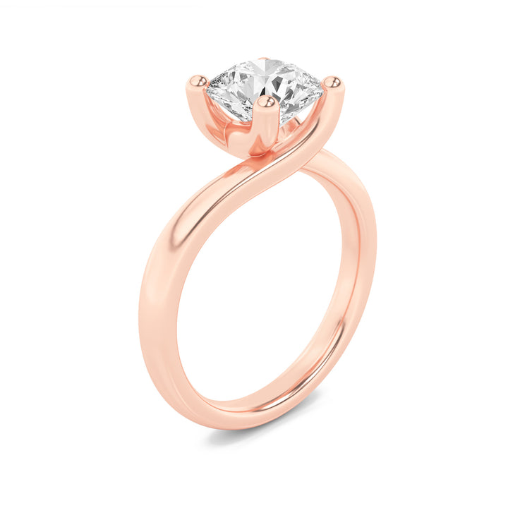2Cttw Round Shaped Lab Grown Diamond (F/VS) Bypass Shank Engagement Ring in 14K Gold